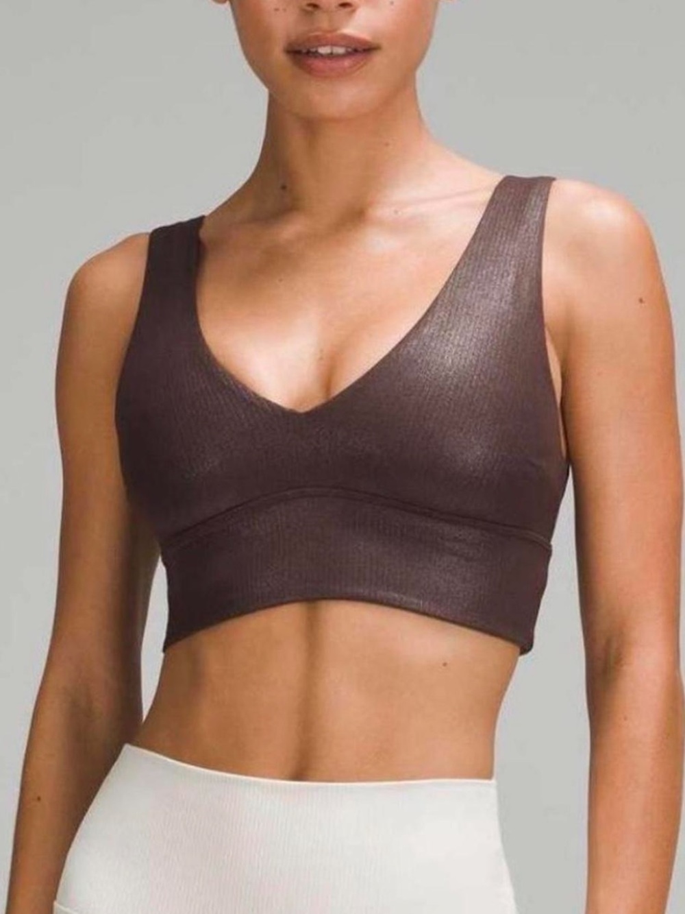 Lululemon NWT Espresso Align Ribbed V-Neck Bra C/D Cup